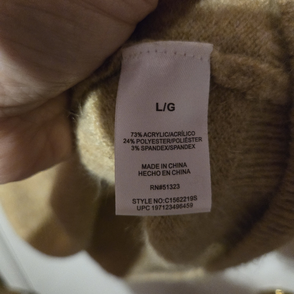 Vince Camuto Latte Heather Sweater Heart Women’s Large Brown Pullover - Picture 5 of 6